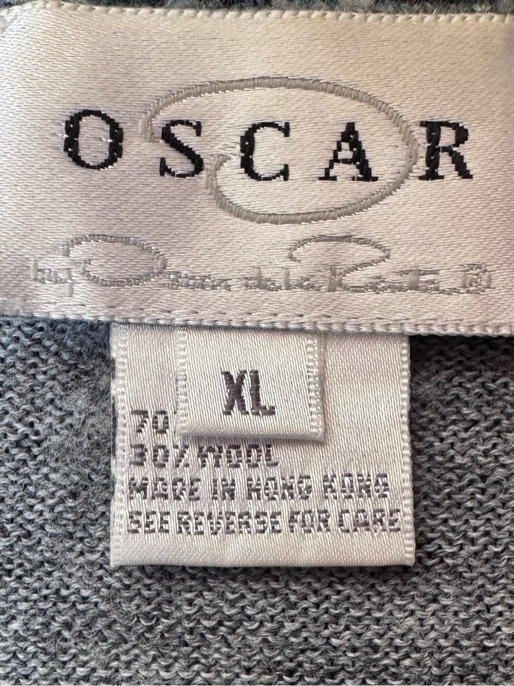 Vintage Oscar de la Renta Gray Floral Embroidered Cardigan XL - Picture 5 of 6